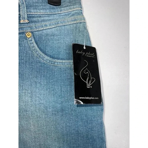 baby phat vintage womens sz 5 denim blue jean shorts stretch embroidered Y2K NWT - Picture 3 of 8